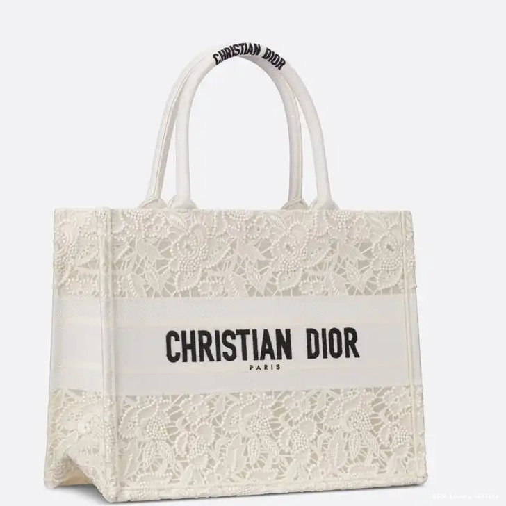 Cheap D-Lace White Tote Book Motif Macrame Dior Canvas 0525 Luxury